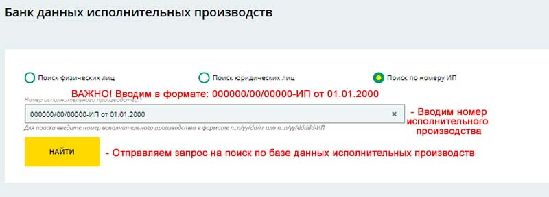 Поиск исполнительного производства ФССП России по номеру ИП